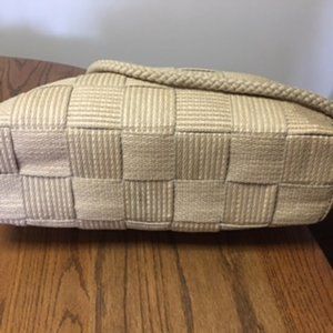 Vintage Large Two Sections Basket Weave  MB Purse Made In Italy